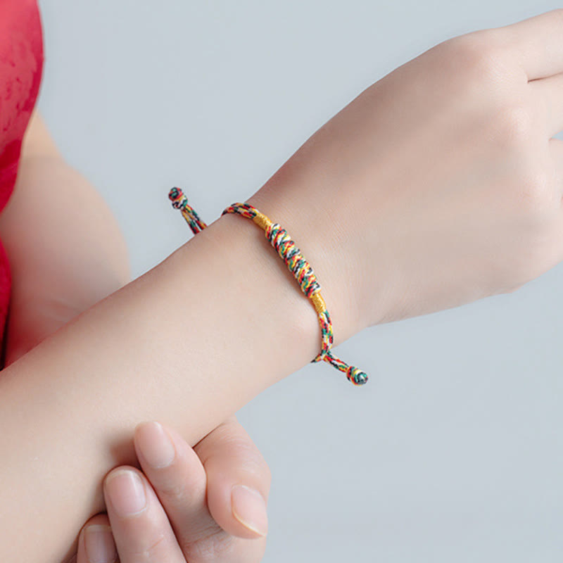 Handmade Braided Red String Happy Knot Flat Knot Colorful Rope Bracelet