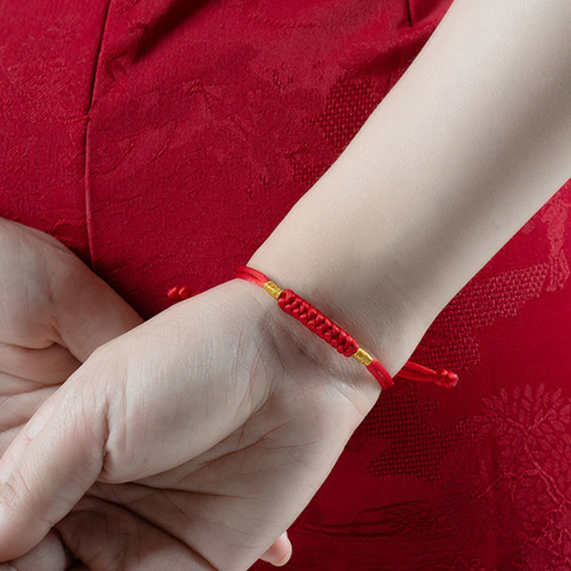 Handmade Braided Red String Happy Knot Flat Knot Colorful Rope Bracelet