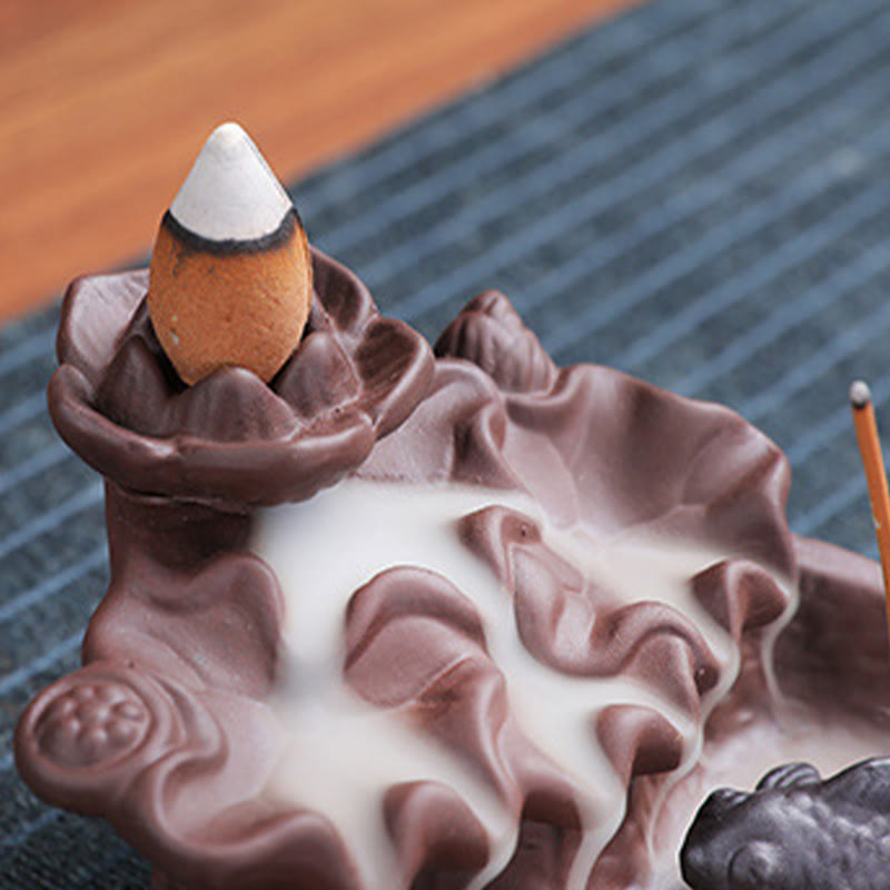 Koi Fish Ox Purple Clay Ceramic Incense Stick Holder Incense Burner Decoration