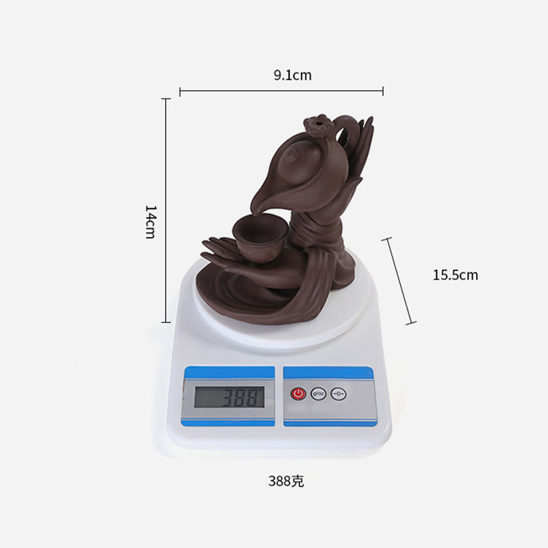 Buddha Hand Holding Teapot Cup Ceramic Backflow Smoke Fountain Incense Burner Decoration