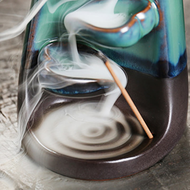 Lovers Couple Embrace Love Ceramic Backflow Smoke Fountain Incense Burner Decoration