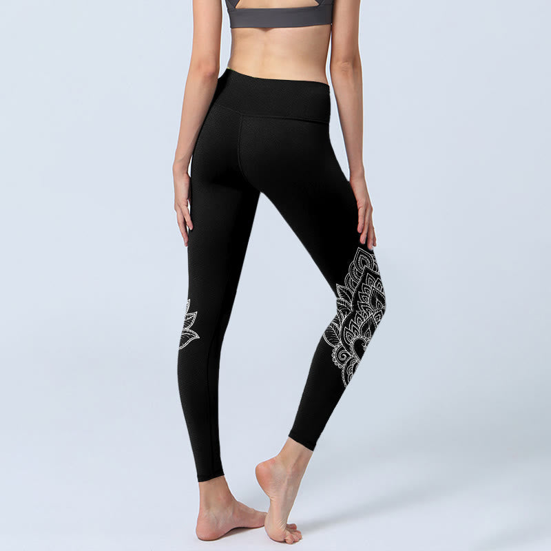 Heart-shaped Petals Flowers Print Gym Leggings Women's Yoga Pants