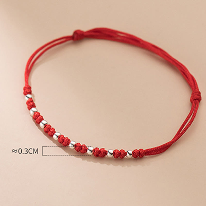 925 Sterling Silver Beads Red String Adjustable Luck Bracelet