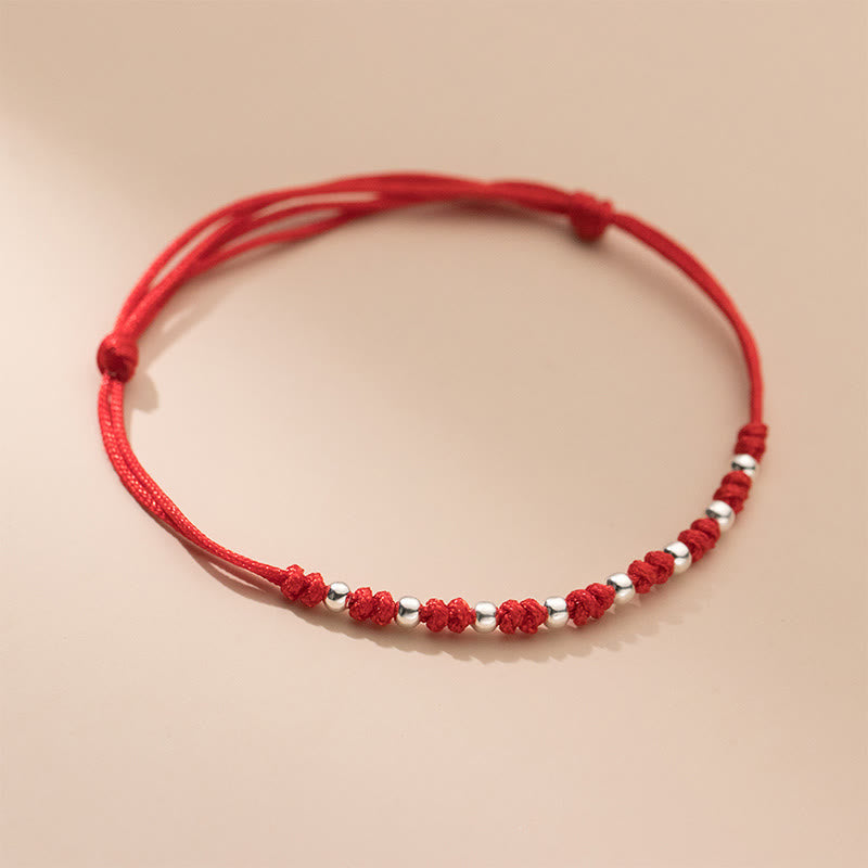 925 Sterling Silver Beads Red String Adjustable Luck Bracelet