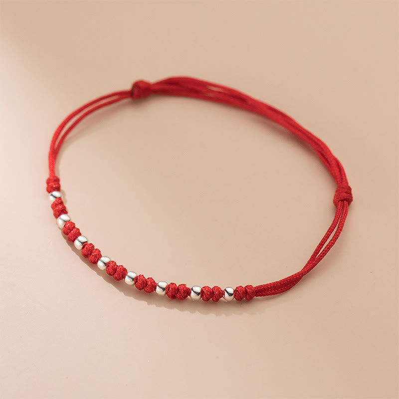 925 Sterling Silver Beads Red String Adjustable Luck Bracelet