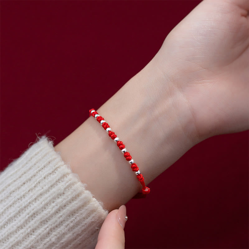 925 Sterling Silver Beads Red String Adjustable Luck Bracelet