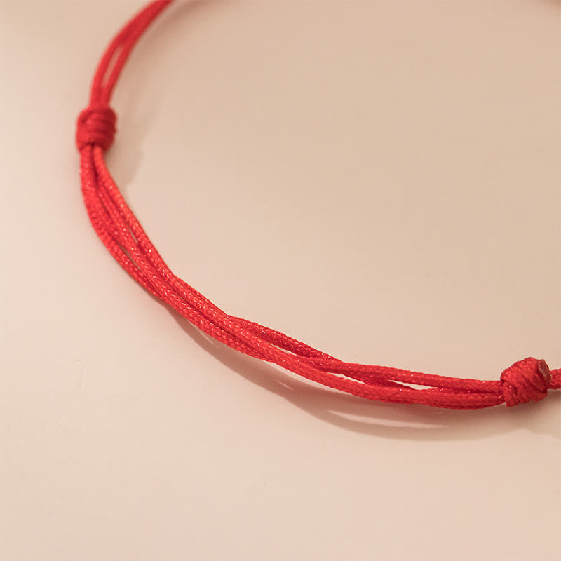 925 Sterling Silver Beads Red String Adjustable Luck Bracelet