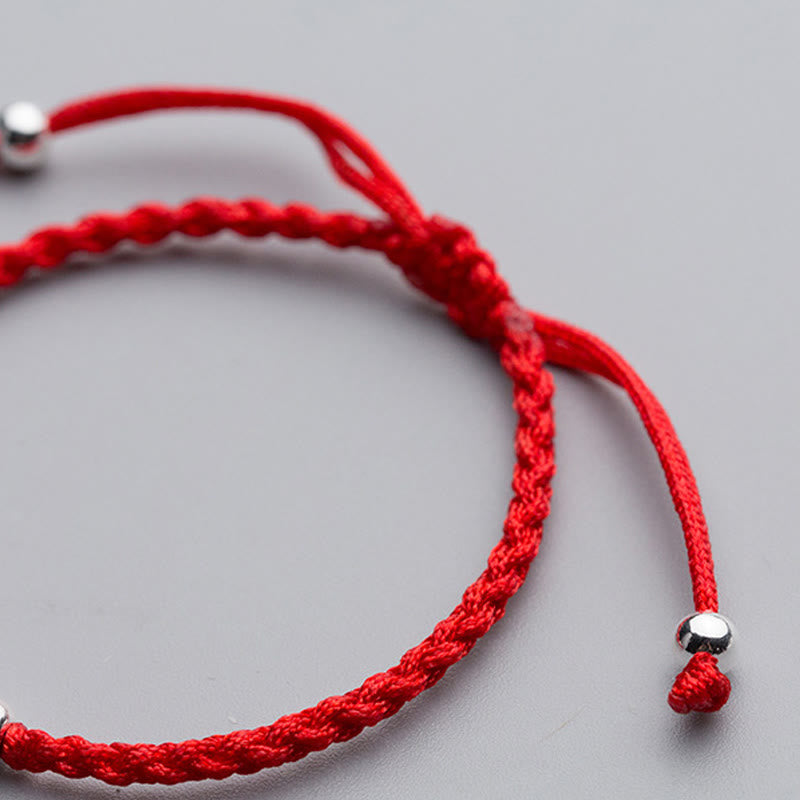 925 Sterling Silver Beads Snowflake Elephant Red String Luck Bracelet