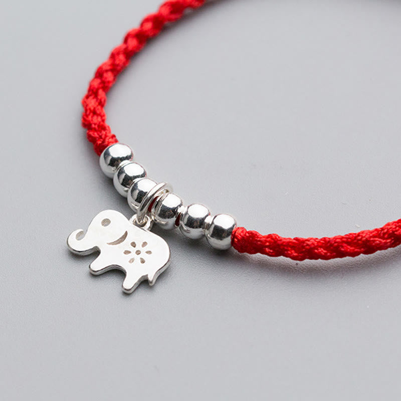 925 Sterling Silver Beads Snowflake Elephant Red String Luck Bracelet