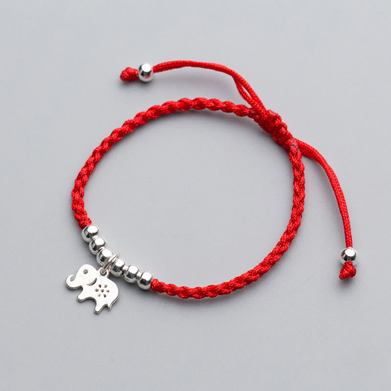 925 Sterling Silver Beads Snowflake Elephant Red String Luck Bracelet
