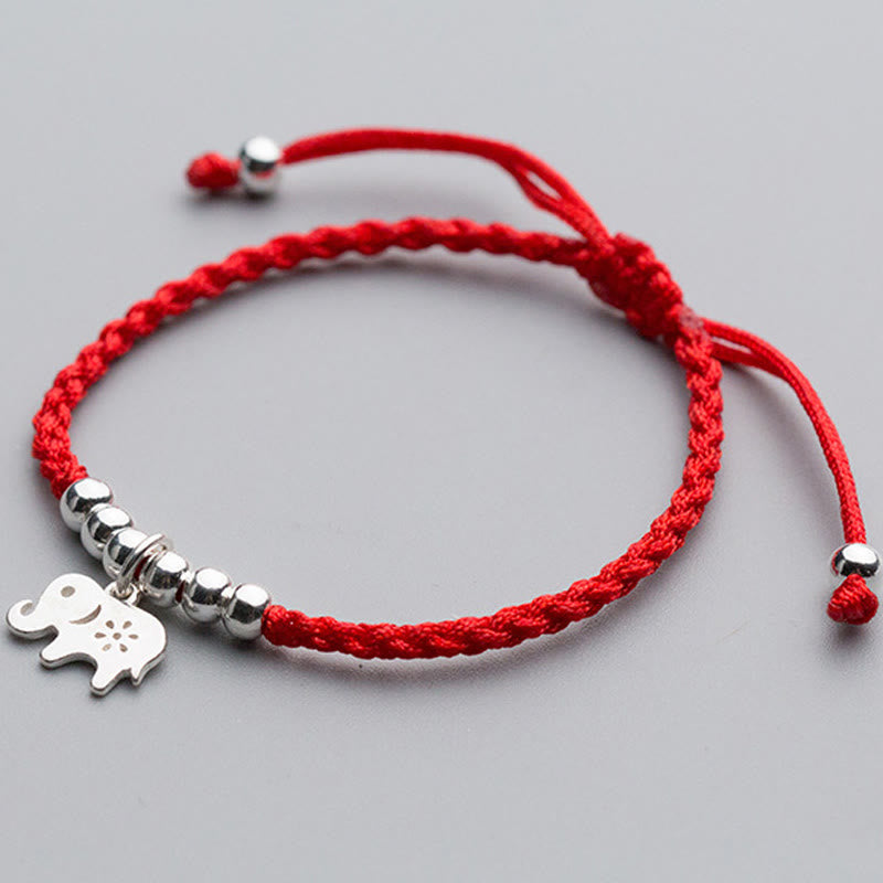 925 Sterling Silver Beads Snowflake Elephant Red String Luck Bracelet