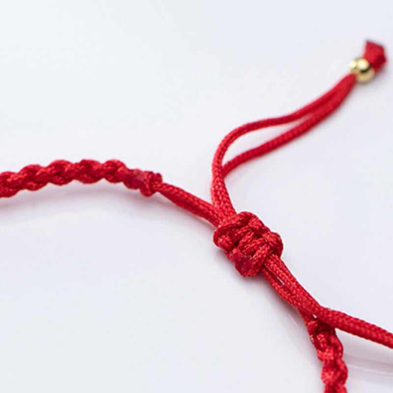 925 Sterling Silver Plated Gold Beads Red String Braided Protection Bracelet