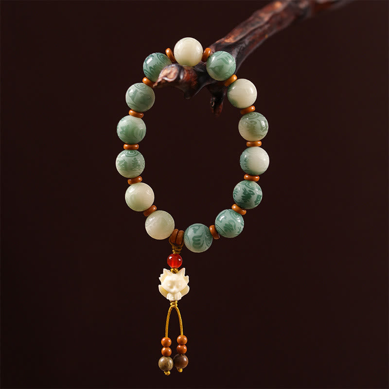 Gradient Bodhi Seed Om Mani Padme Hum Carved Zakiram Peace Bracelet