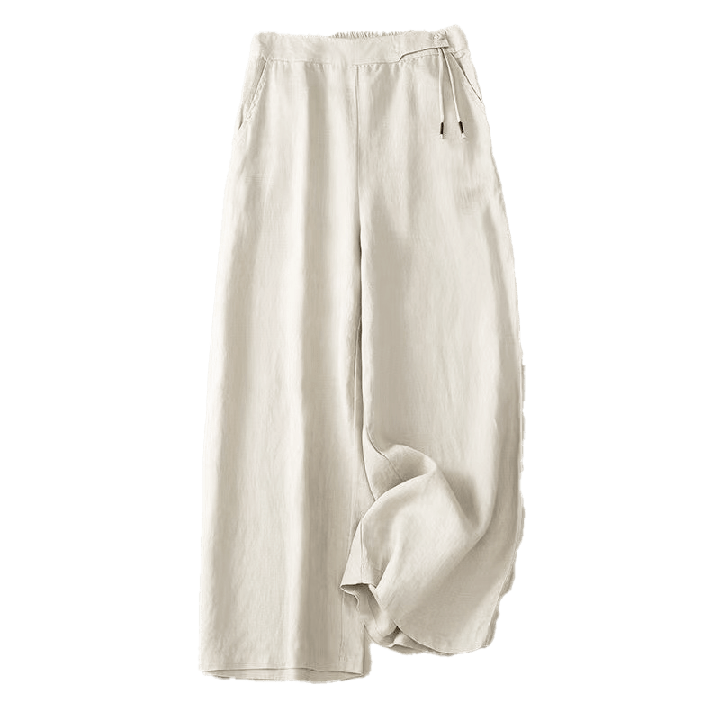 Casual Solid Color One Button Women's Capri Wide Leg Pants With Pockets
