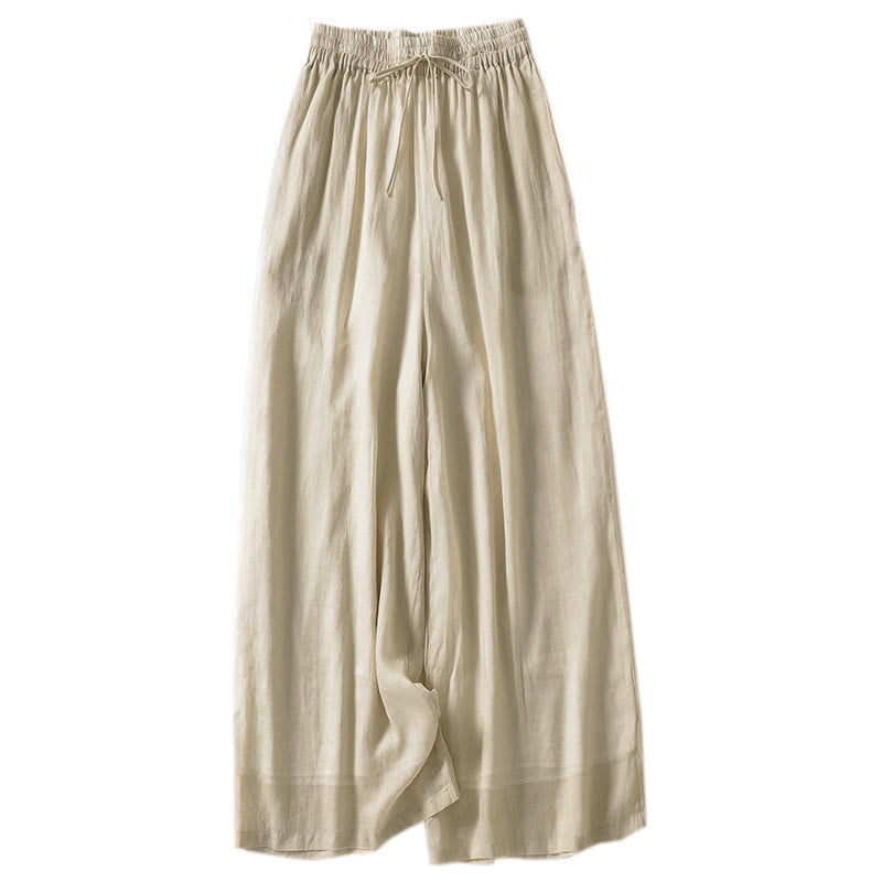 Solid Color Lace-up Women's Wide Leg Pants