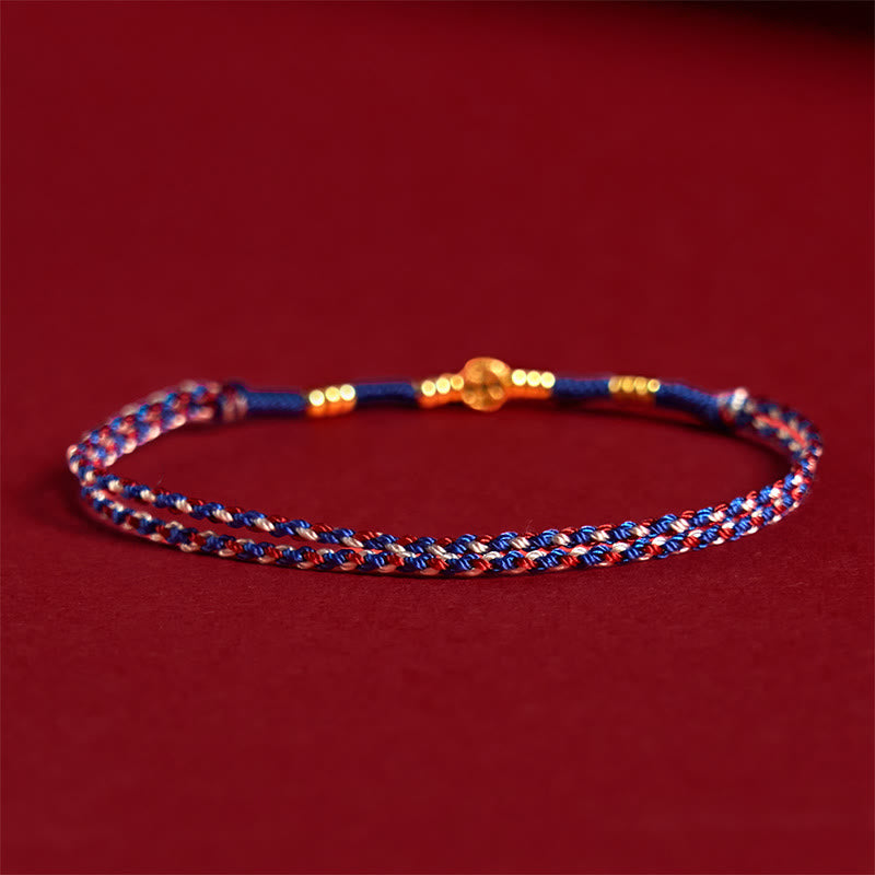 Handmade Braided Red String Copper Coins Luck Bracelet