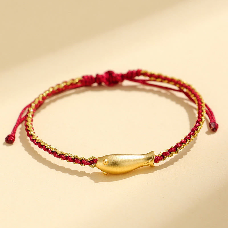 999 Sterling Silver Lucky Koi Fish Protection Rope Bracelet