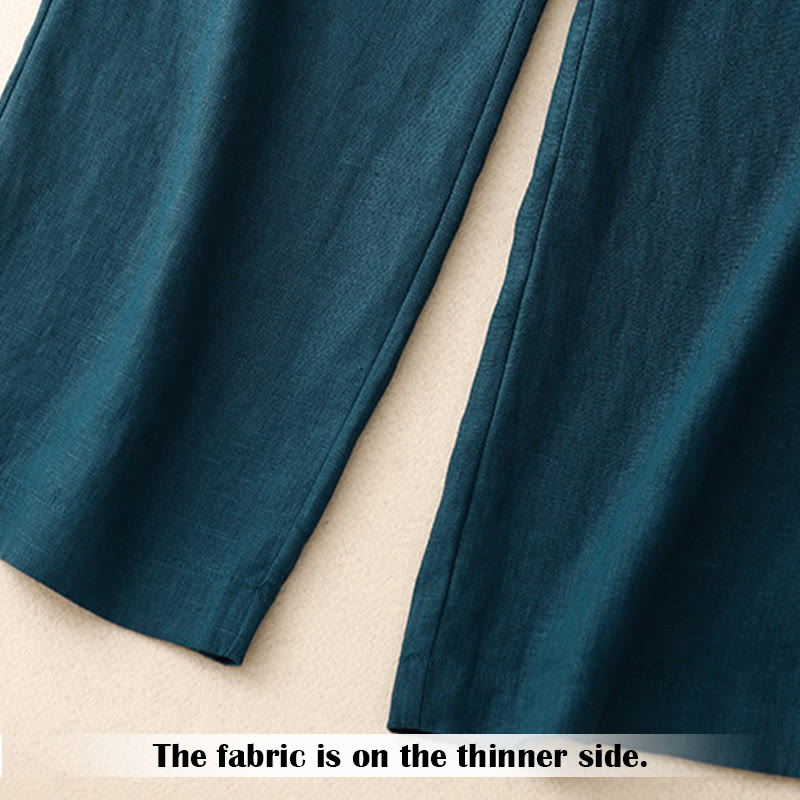 Summer Casual Simple Zipper Design Women's Wide Leg Pants With Pockets