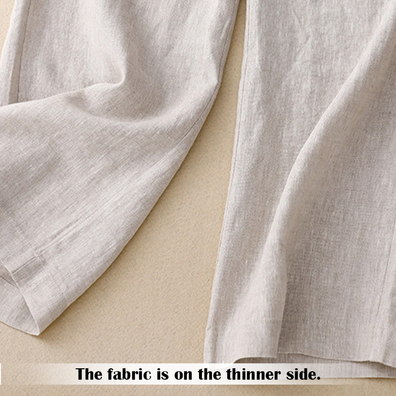 Summer Casual Simple Zipper Design Women's Wide Leg Pants With Pockets
