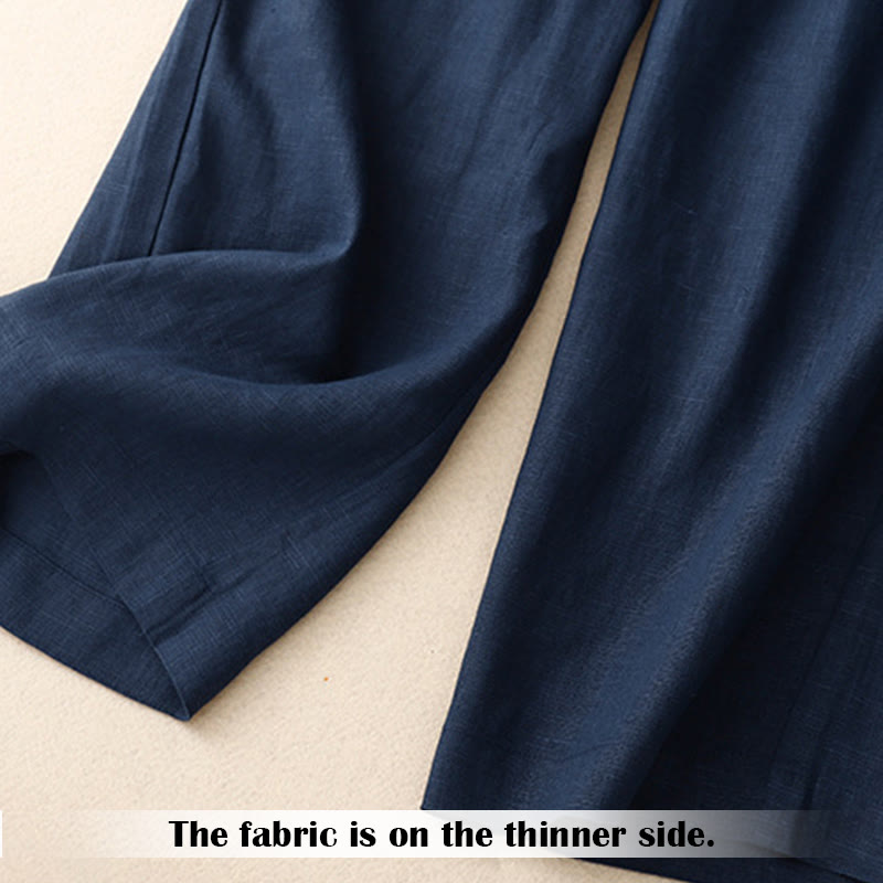 Summer Casual Simple Zipper Design Women's Wide Leg Pants With Pockets