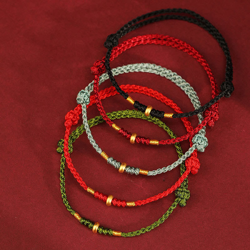 999 Gold Small Lucky Beads String Protection Luck Braided Bracelet Anklet