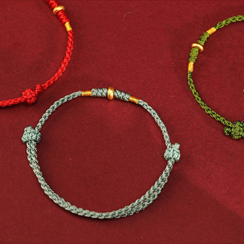 999 Gold Small Lucky Beads String Protection Luck Braided Bracelet Anklet