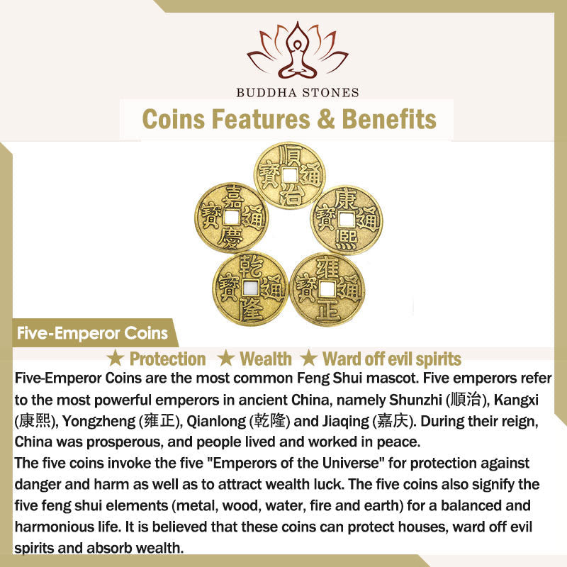 Five-Emperor Coins Copper Balance Hand-Woven String Bracelet