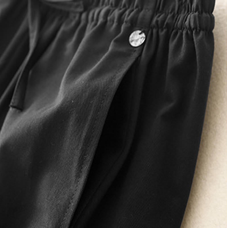 Plain 7-8 Length Women's Harem Cotton Pants With Pockets