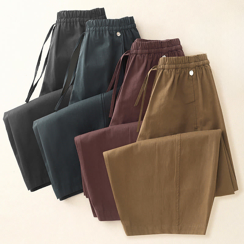 Plain 7-8 Length Women's Harem Cotton Pants With Pockets