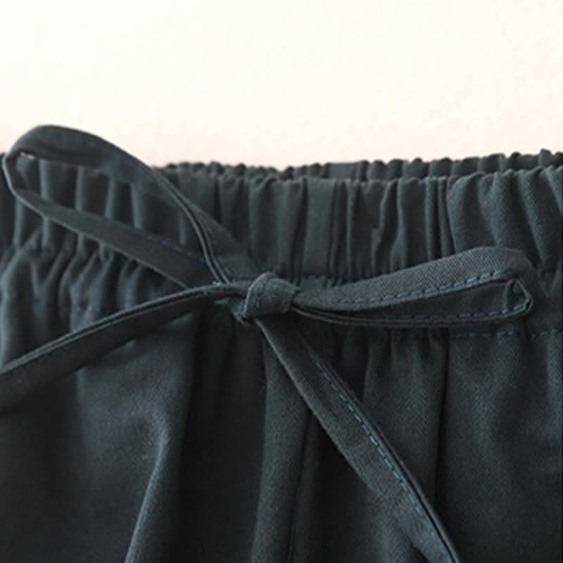 Plain 7-8 Length Women's Harem Cotton Pants With Pockets