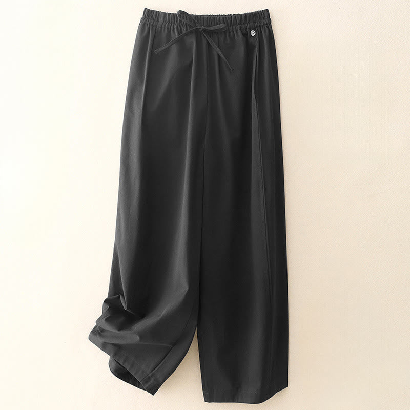Plain 7-8 Length Women's Harem Cotton Pants With Pockets