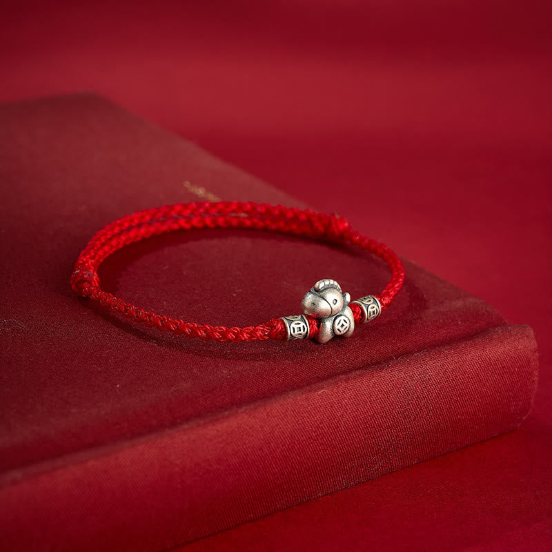 Year of the Horse 999 Sterling Silver String Braided Protection Bracelet