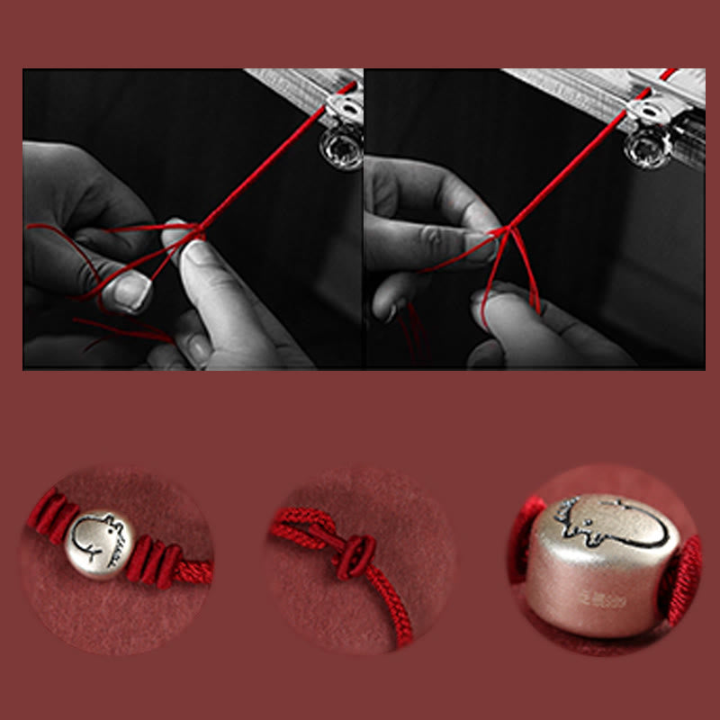 Year of the Horse 999 Sterling Silver Red String Braided Connection Bracelet