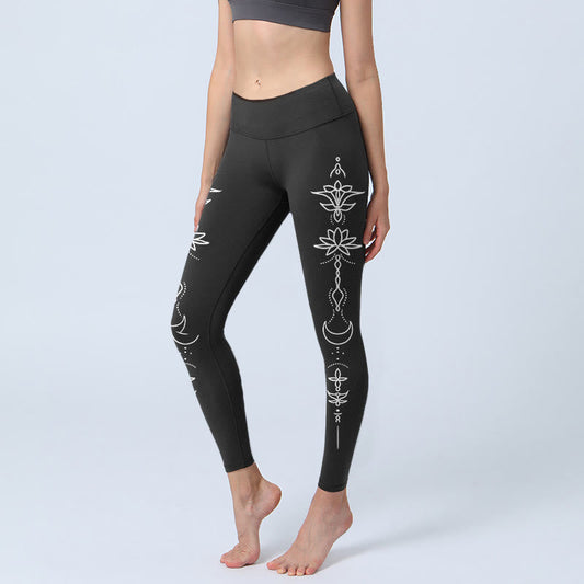 Lotus Half Moon Pattern Gym Leggings Women's Yoga Pants