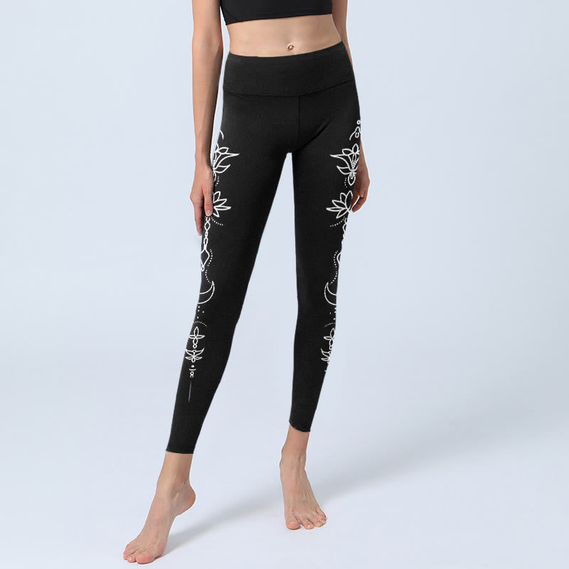 Lotus Half Moon Pattern Gym Leggings Women's Yoga Pants