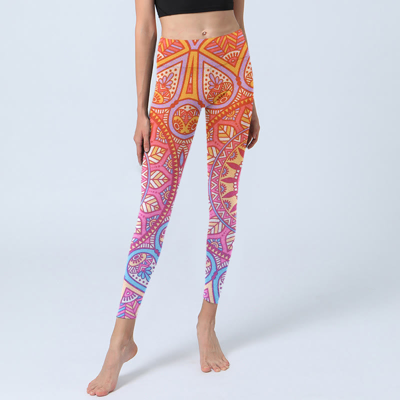 Colorful Mandala Pattern Gym Leggings Women's Yoga Pants