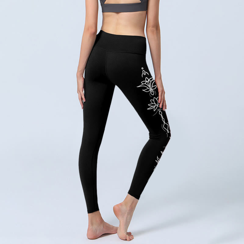 Lotus Half Moon Pattern Gym Leggings Women's Yoga Pants