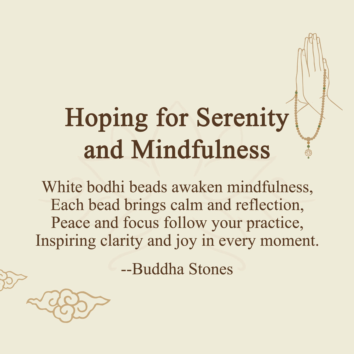 "Hoping for Serenity and Mindfulness" Bodhi Lotus Mala Includes Gift Message Card