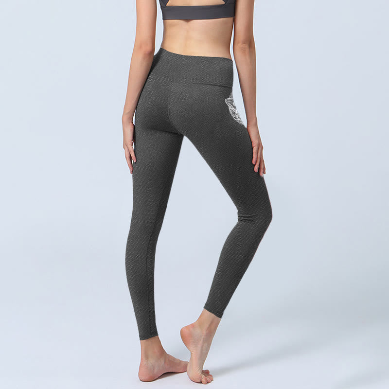 Moon Moth Skull Design Gym Leggings Women's Yoga Pants
