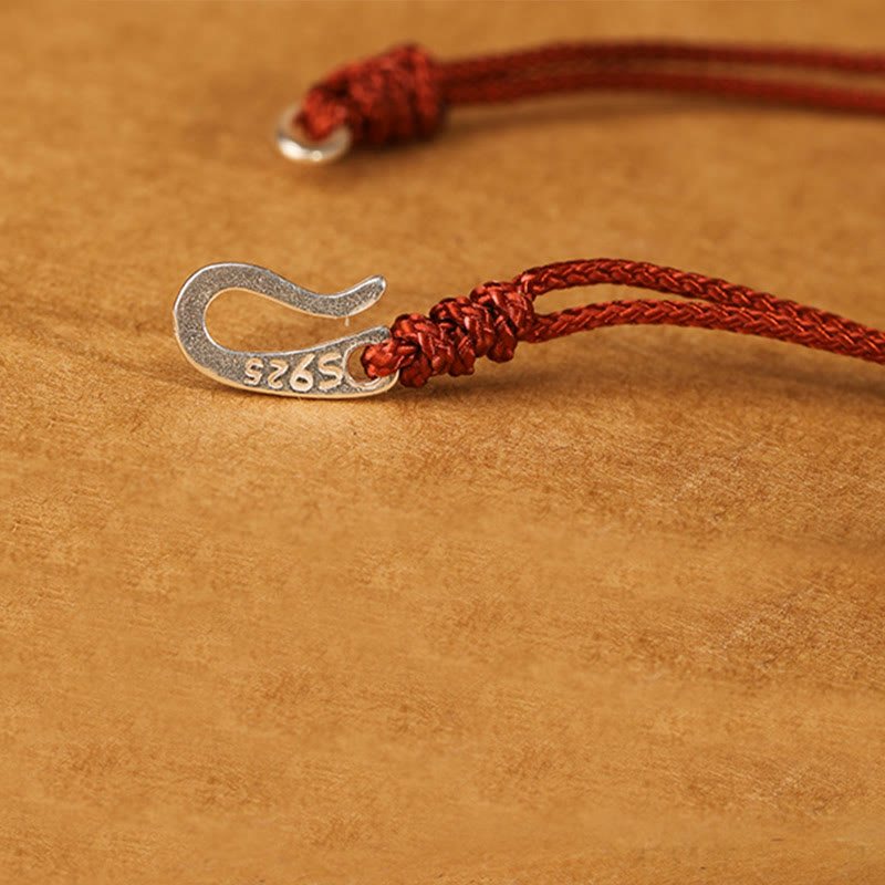 925 Sterling Silver Hook Design Red String Strength Colorful Bracelet