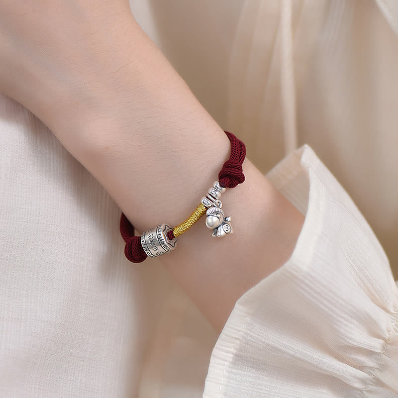 999 Sterling Silver Year Of The Horse Lucky Bead Protection Red Rope Bracelet