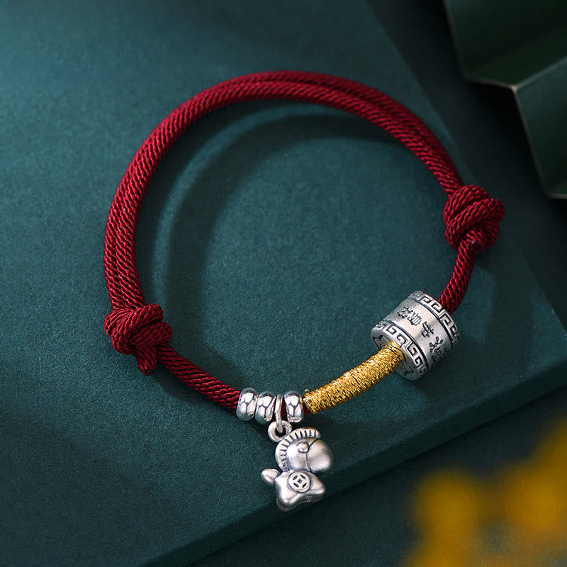 999 Sterling Silver Year Of The Horse Lucky Bead Protection Red Rope Bracelet