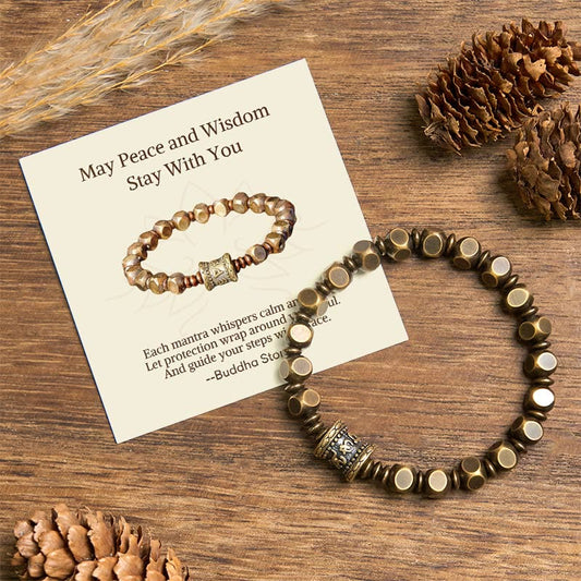 "Wishing You Balance and Strength" Brass Amulet Bracelet Includes Gift Message Card