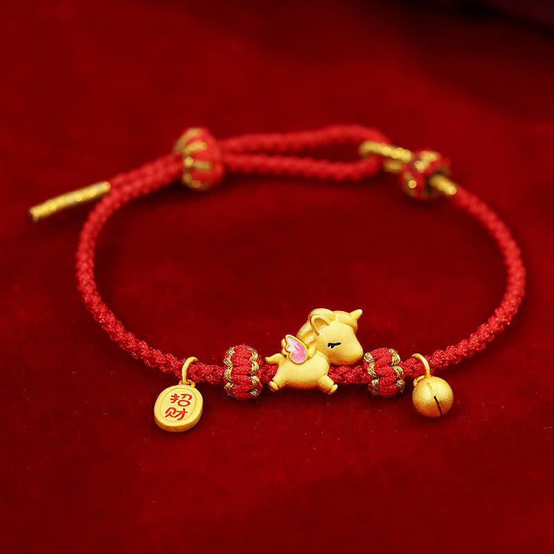 925 Sterling Silver Year Of The Horse Lucky Fortune Red String Strength Bracelet