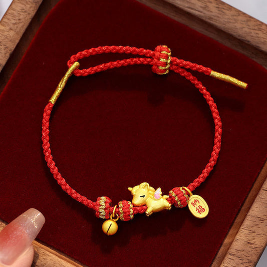 925 Sterling Silver Year Of The Horse Lucky Fortune Red String Strength Bracelet