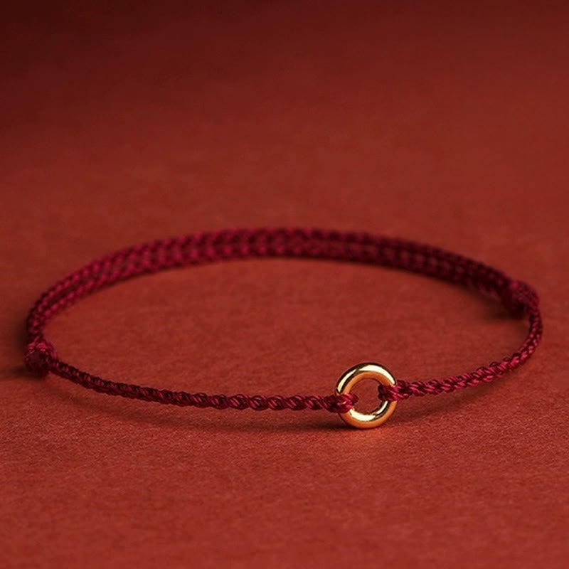 Small Peace Buckle Braided String Adjustable Connection Bracelet Anklet
