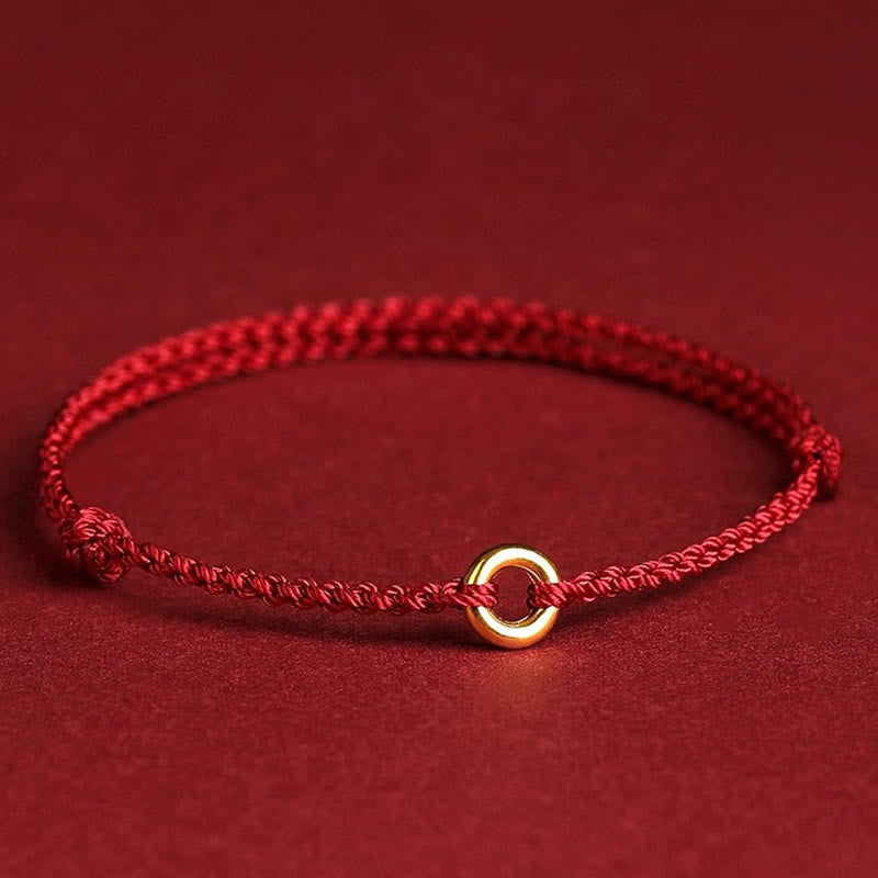 Small Peace Buckle Braided String Adjustable Connection Bracelet Anklet