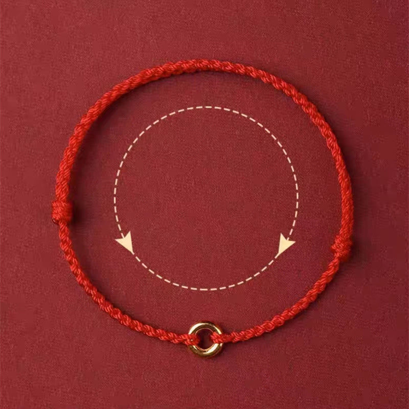 Small Peace Buckle Braided String Adjustable Connection Bracelet Anklet