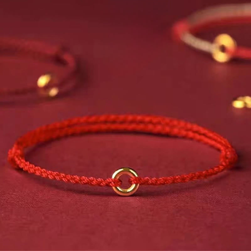 Small Peace Buckle Braided String Adjustable Connection Bracelet Anklet