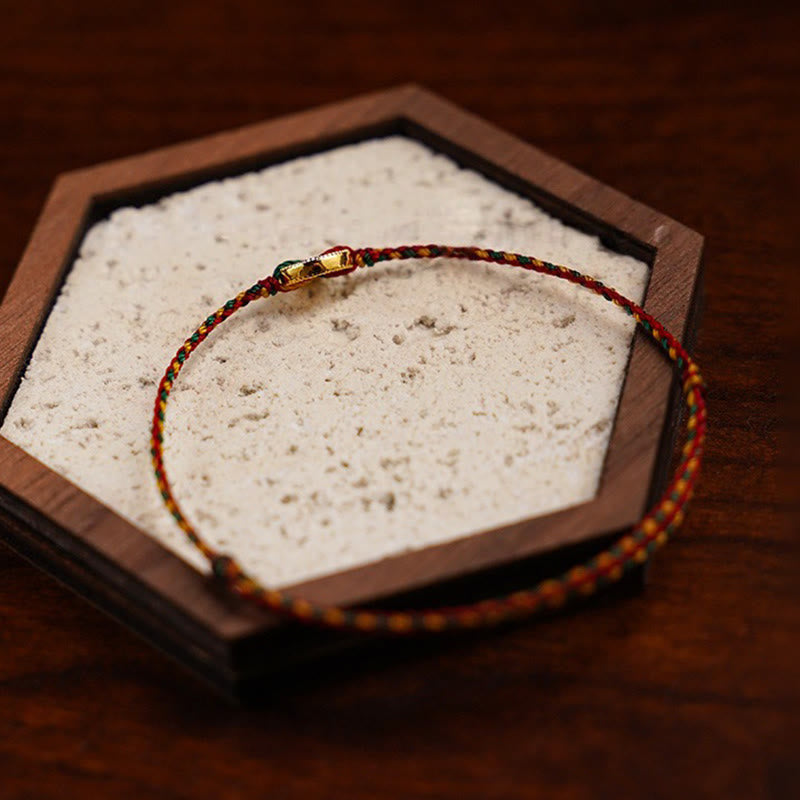 Handmade Copper Coins Charm Connection Braided String Adjustable Bracelet Anklet